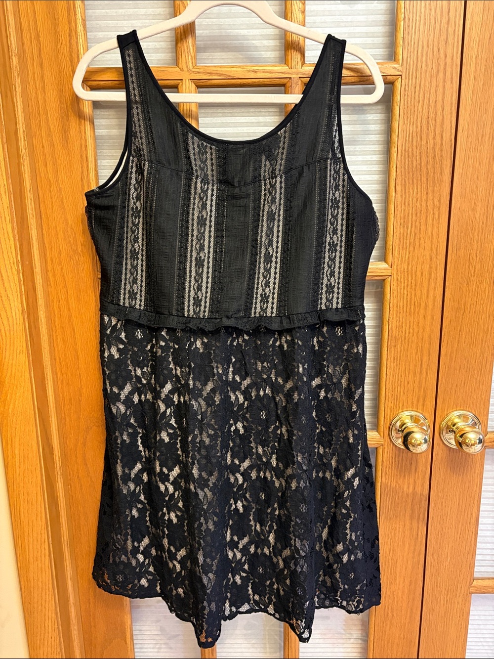 EUC Lane Bryant Black Lace Midi Dress with Lace Overlay